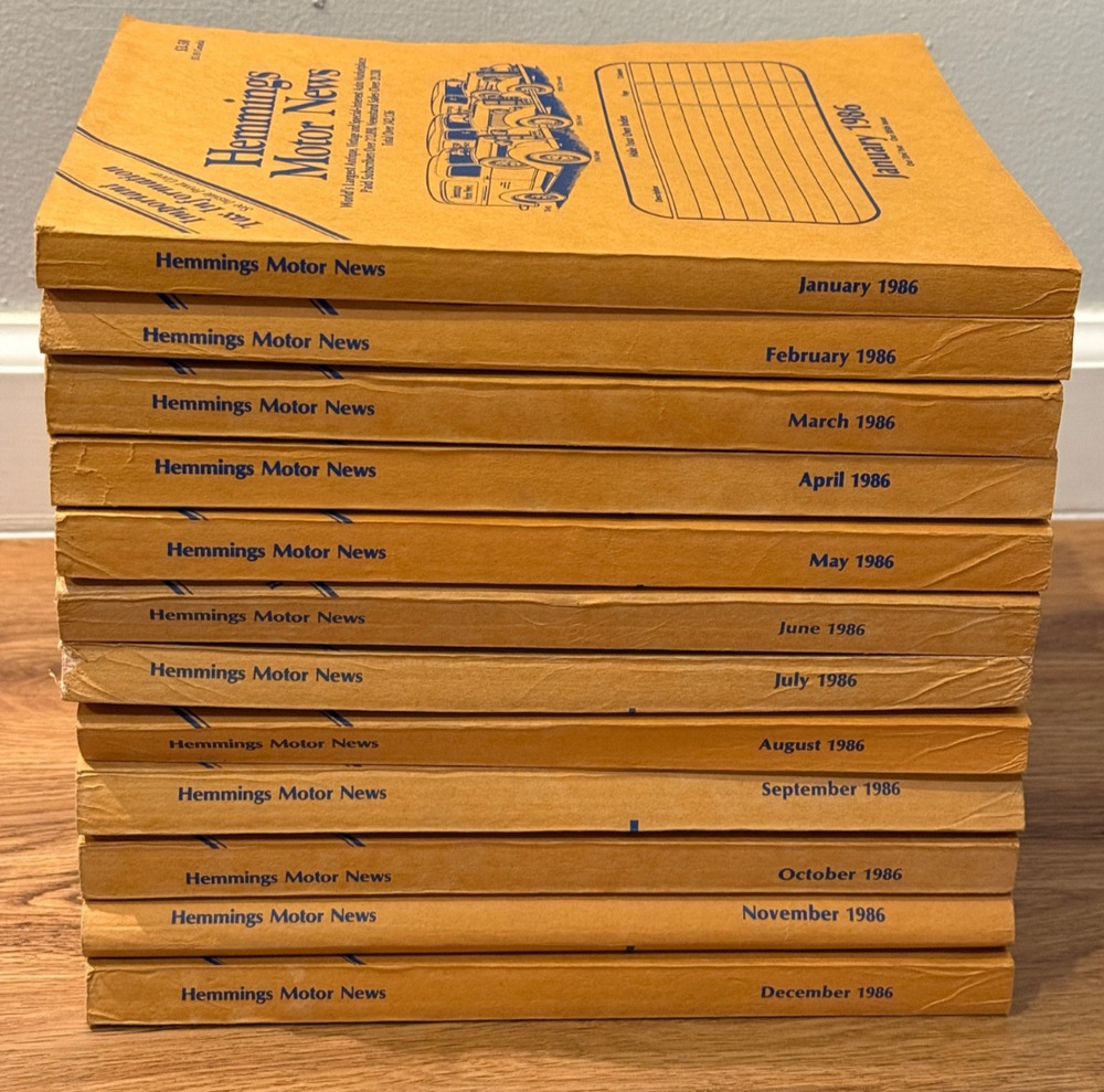 🚗 Hemmings Motor News Complete 1986 Magazine Set Lot of 12 Vintage Auto